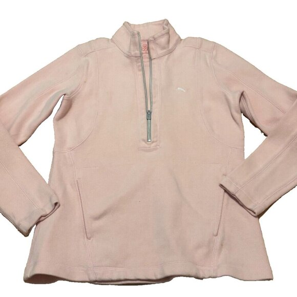 Tommy Bahama Light Pink Stretch Cotton Half Zip Pullover Sweatshirt Sz S/P - Picture 1 of 8
